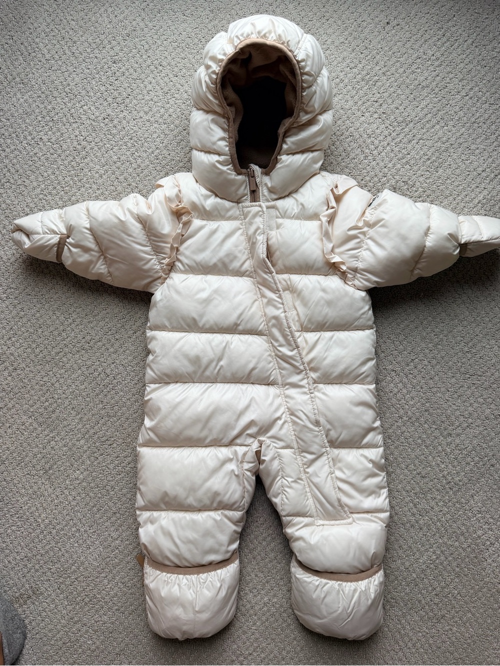 Cream Puffer Baby Snowsuit with Hood
